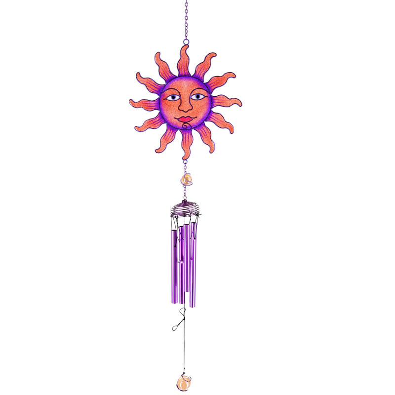 Exclusivo para envios internacionais, disponível em estoque: Sino dos Ventos Estrela e Lua, pingente de vidro colorido, tubo de metal japonês, estilo vintage, com flor de bambu._voghion.com