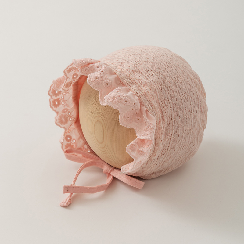 3-12 Meses de primavera y otoño delgado sombrero para bebés de encaje gorro para las orejas princesa encantadora sombrero de corte coreano otoño invierno