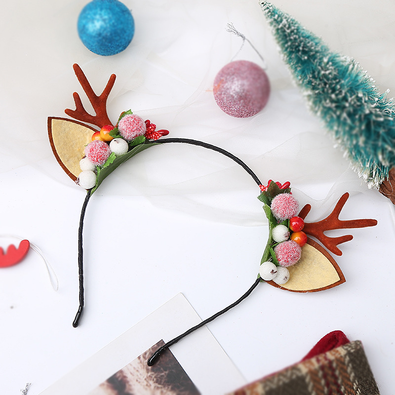 Navidad tocado diadema Nueva simulación Antler diadema Navidad diadema niños flor tocado DIY Navidad tocado