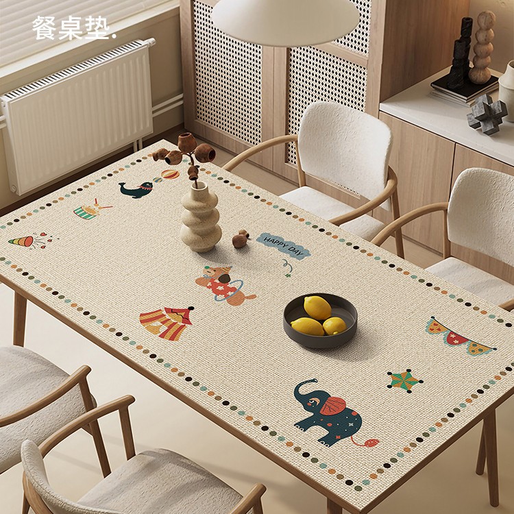 Cartoon Leather Dining Table Mat Waterproof and Oil-Proof No-Wash High-End Coffee Table Mat Anti-Scalding and High Temperature Resistant Desktop Protection Mat