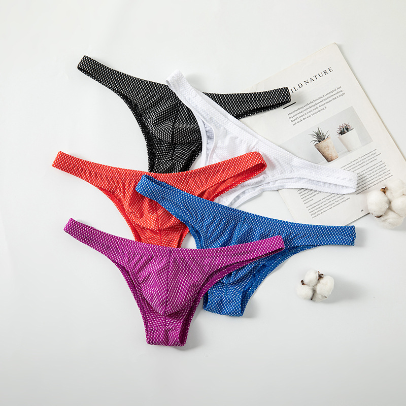 Men's underwear men's small triangle bikini U convex sexy high elastic nylon low waist half hip breathable youth wholesale
