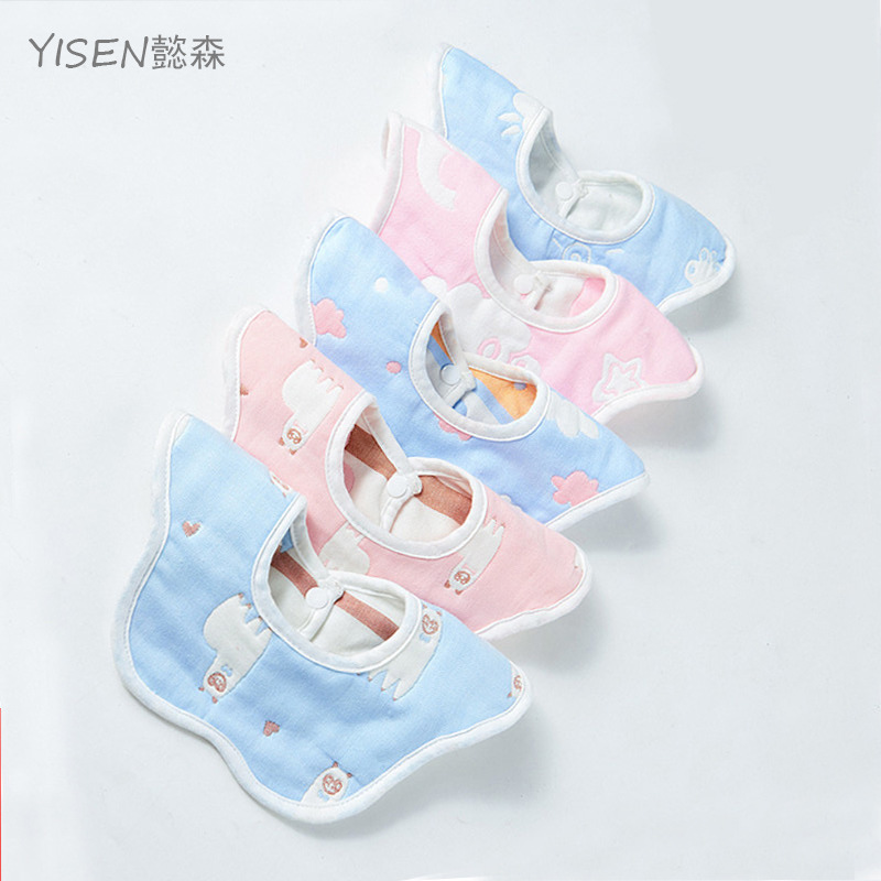 children's waterproof cartoon gauze eating bib