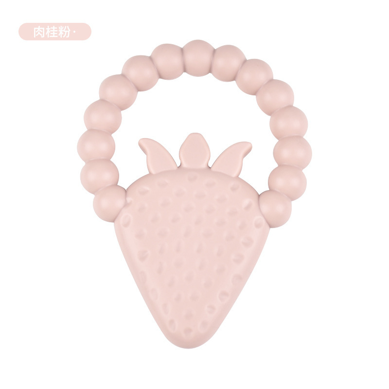 Dientes para bebés, goma de fresa para bebés, palillos de dientes para bebés, dibujos animados, juguetes de goma de mordida tranquilizadores en stock