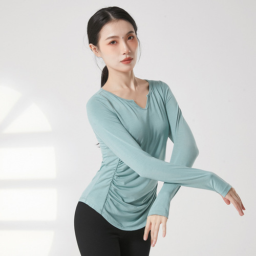 Dance practice clothes, women's yoga clothes, sports long-sleeved tops, Pilates training clothes, running blouses, autumn and winter