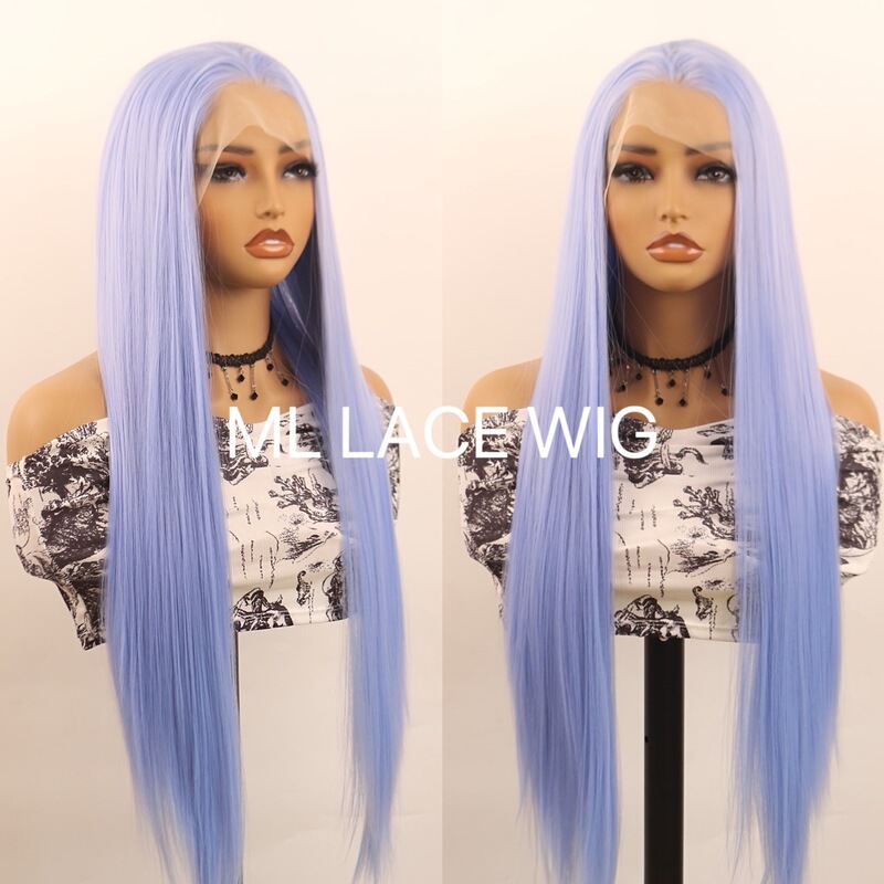 13*4 Ao Bing Rough Light Blue Lace Wig with Pre-Pulled Hairline, High Temperature Resistance, Suitable for Daily Party Use