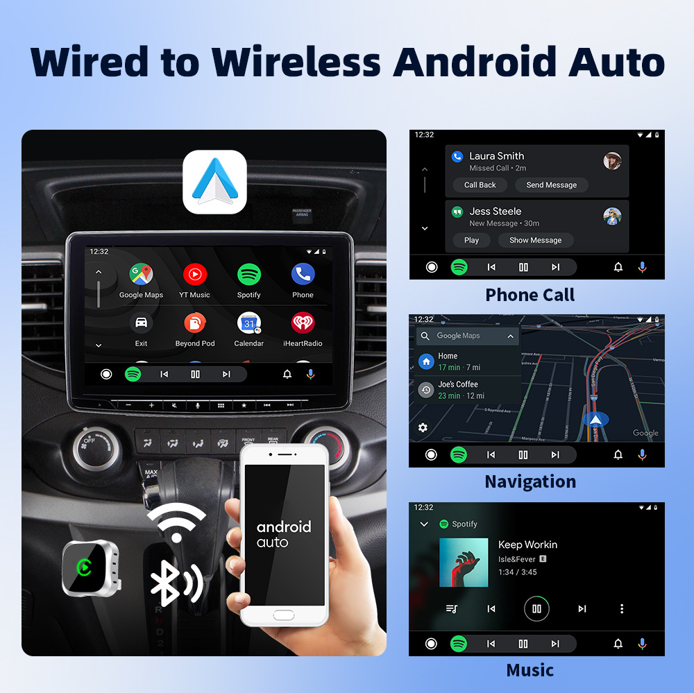 Car infotainment upgrade connectivity box: wired to wireless CarPlay and Android Auto 2-in-1 car navigation adapter