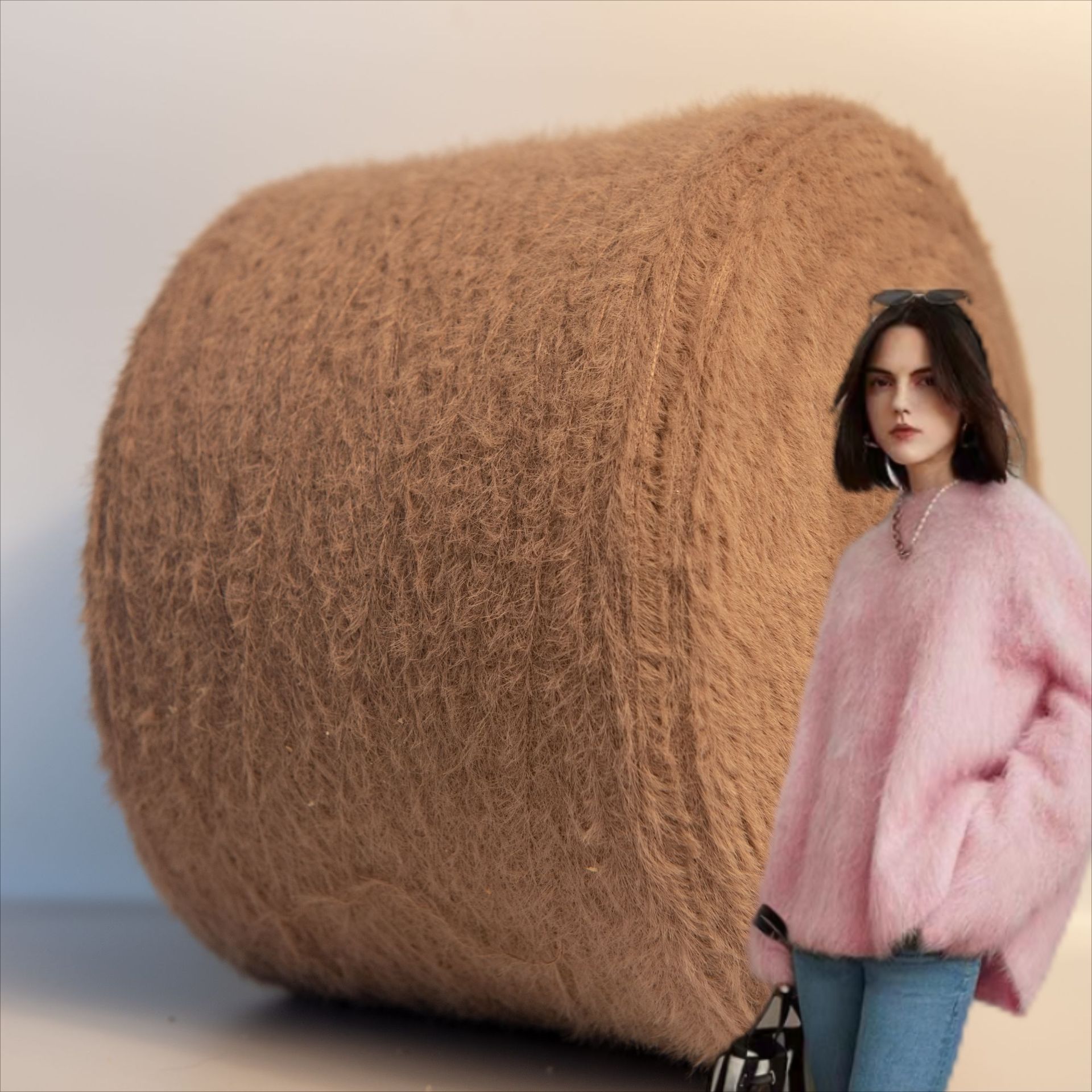 优质100%尼龙5公分仿貂毛花式纱羽毛纱不掉毛秋冬装围巾帽子毛毯