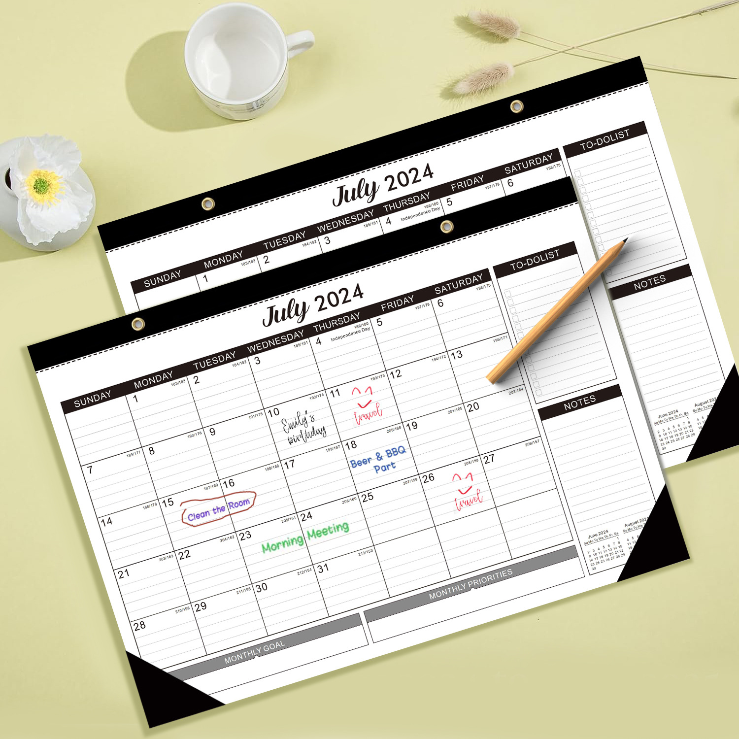 New 2024 All-English Calendar, Amazon Cross-Border Exclusive Wall Calendar, U.S. Holiday Countdown Calendar