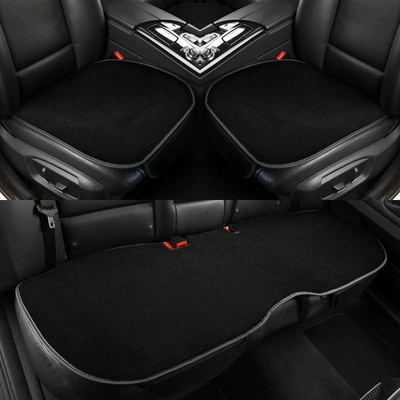 the rear seat, warm sheepskin long — Wool pad - pure-wool-three-piece-seat-cushion-set-black