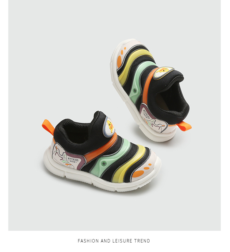 Scarpe da ginnastica Caterpillar antiscivolo e traspiranti da bambino di marca Little Yellow Duck, leggere per ragazze, primavera e autunno_voghion.com