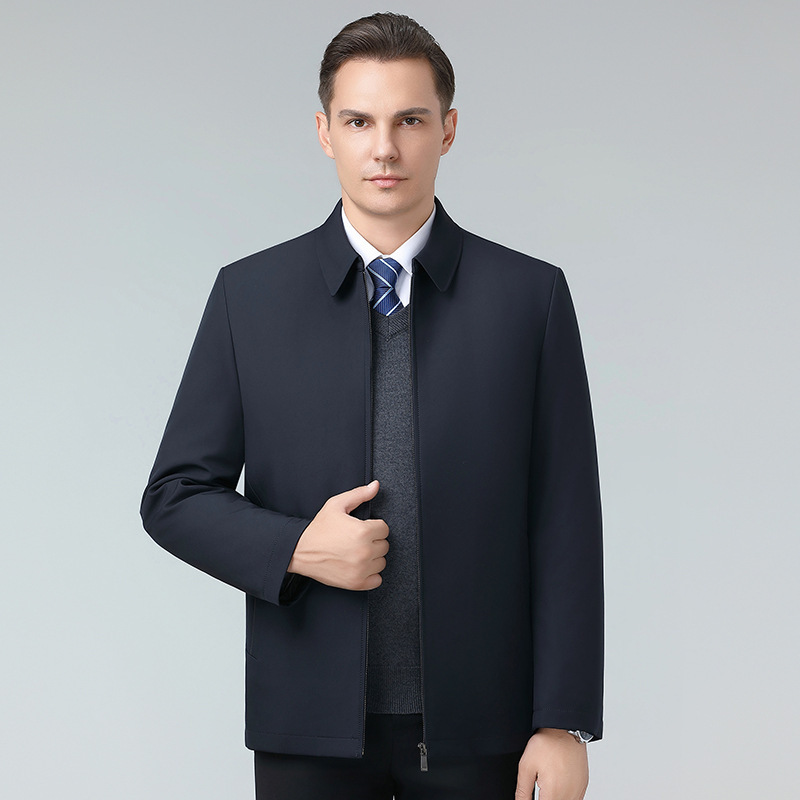 Light Luxury Autumn and Winter Men's Jacket for Middle-Aged and Elderly Dads, Thickened Warm Reversible Large Size Jacket