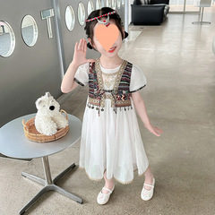女の子の夏のエスニックスタイル半袖ドレス新しい中国風の漢服ドレス子供のパフォーマンス服