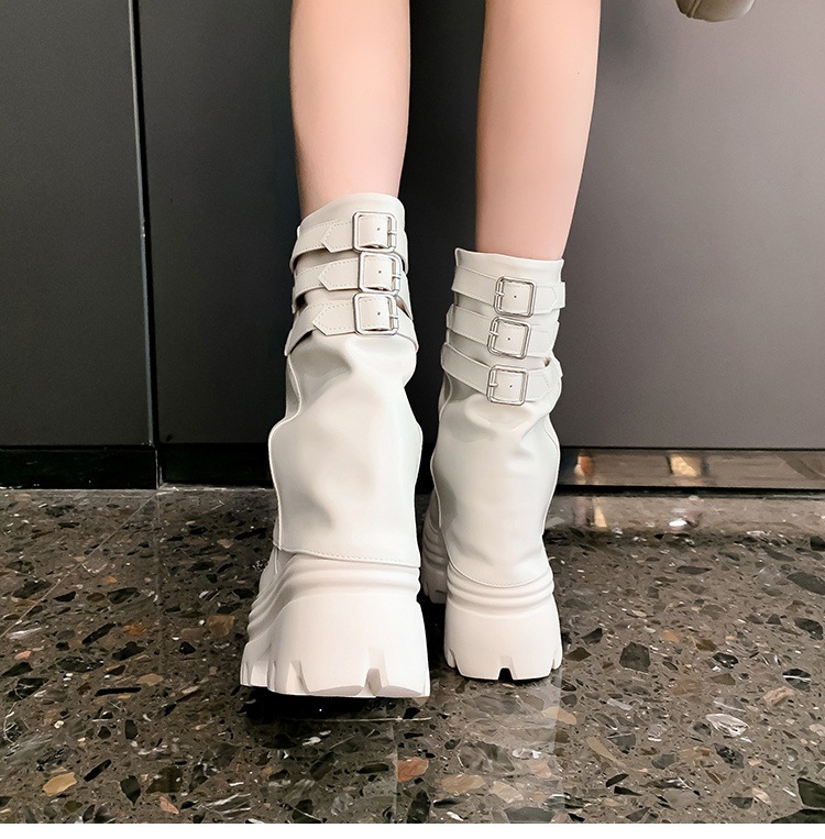 Boot nữ cổ cao ôm bắp chân đế xuồng da thật phong cách cưỡi ngựa khóa dây — Lớp lót đơn màu trắng nhạt 12cm, Lớp lót đơn màu nâu 15cm, Màu đen đơn 12cm, Lớp lót nhung màu nâu 12cm chi tiết 8