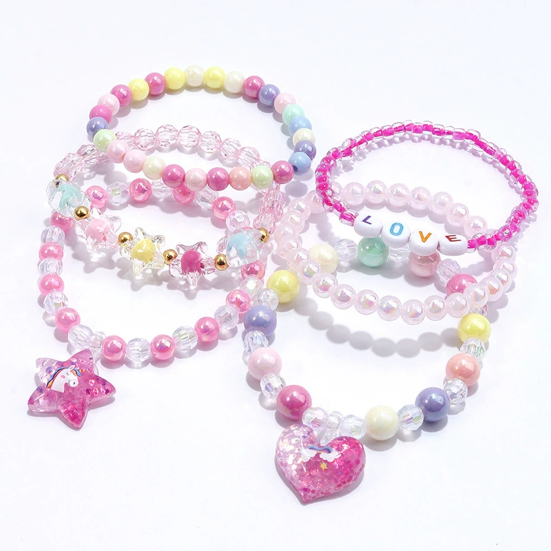 Милая подвеска в форме сердца, бусин bracelet, набор, детские украшения, оптом, (跨境 торговля)