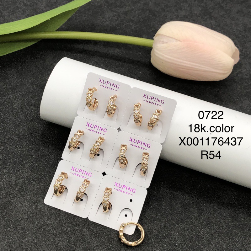 Pendientes de aro Xuping transfronterizos rusos de 18k con incrustaciones de diamantes, joyería de lujo ligero de alta gama al por mayor para mujer. image 94
