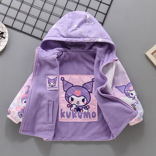 Girls' Spring and Autumn Coat fleece-lined Jacket 2024 New Children's Double-sided Windproof Top for Autumn and Winter