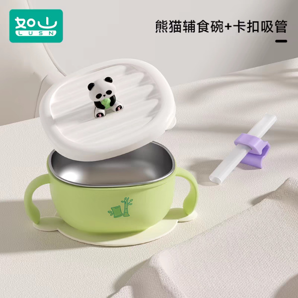 [panda thermos bowl] snap straw set