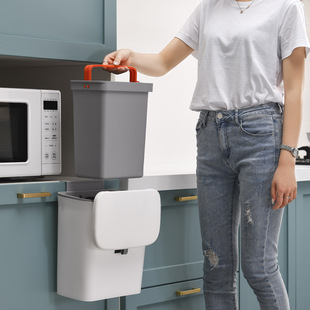 Bulk high-value kitchen trash can wall-mounted household with handle inner bucket hanging garbage storage bucket cabinet door