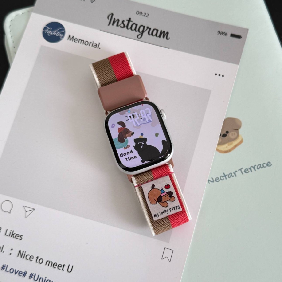 Dây đeo đồng hồ s10 cho Apple applewatch dây đeo đồng hồ iwatch987se sọc động vật hút từ