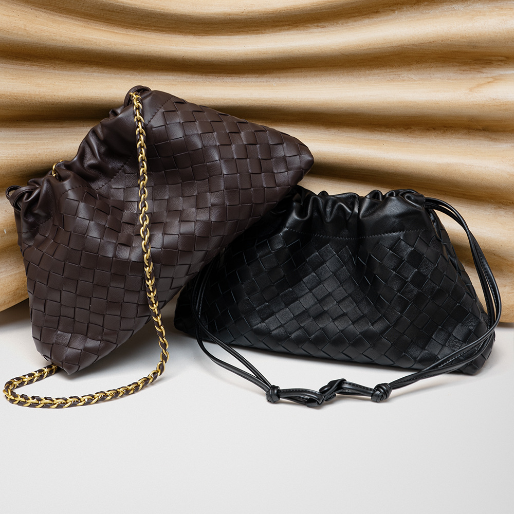 Niche Luxury Chain Woven Top Grain Sheepskin Bag, Commuter Genuine Leather Crossbody Handbag For Women - Thumbnail 2