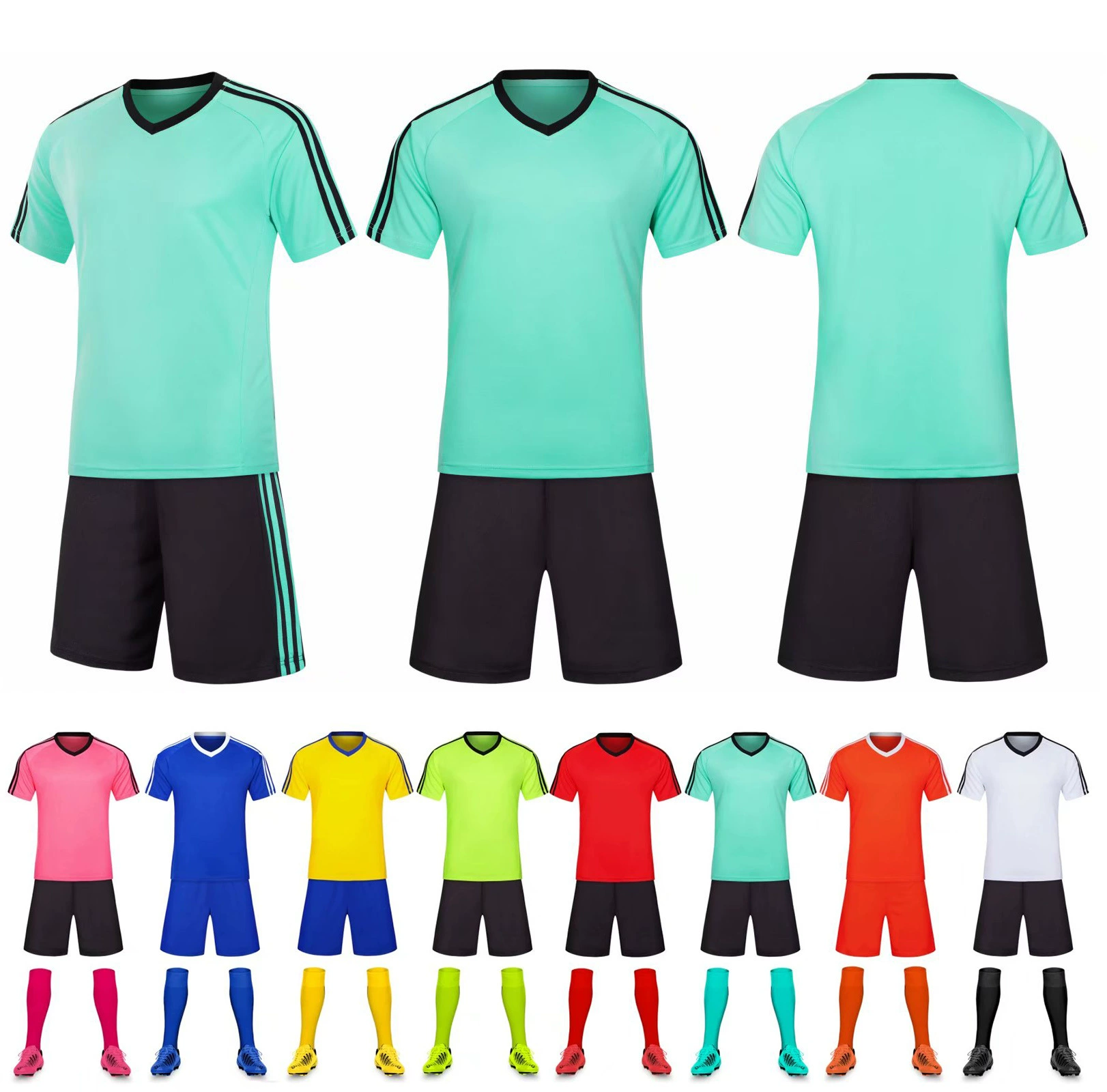 Футбольная форма, спортивный костюм, Быстросохнущий дышащий детский футбольный матч, тренировочная командная форма, Джерси, заводская прямая печать