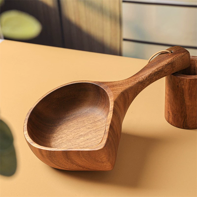 Корейская ручка, ladle из натурального дерева, большая мерная ложка