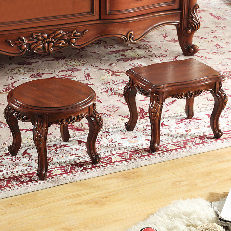 American-Style All-Solid Wood Small Low Stool for Home Use, European-Style Bench, Small Chair, Coffee Table Stool, Round Stool, Shoe-Changing Stool, Children's Small Square Stool
