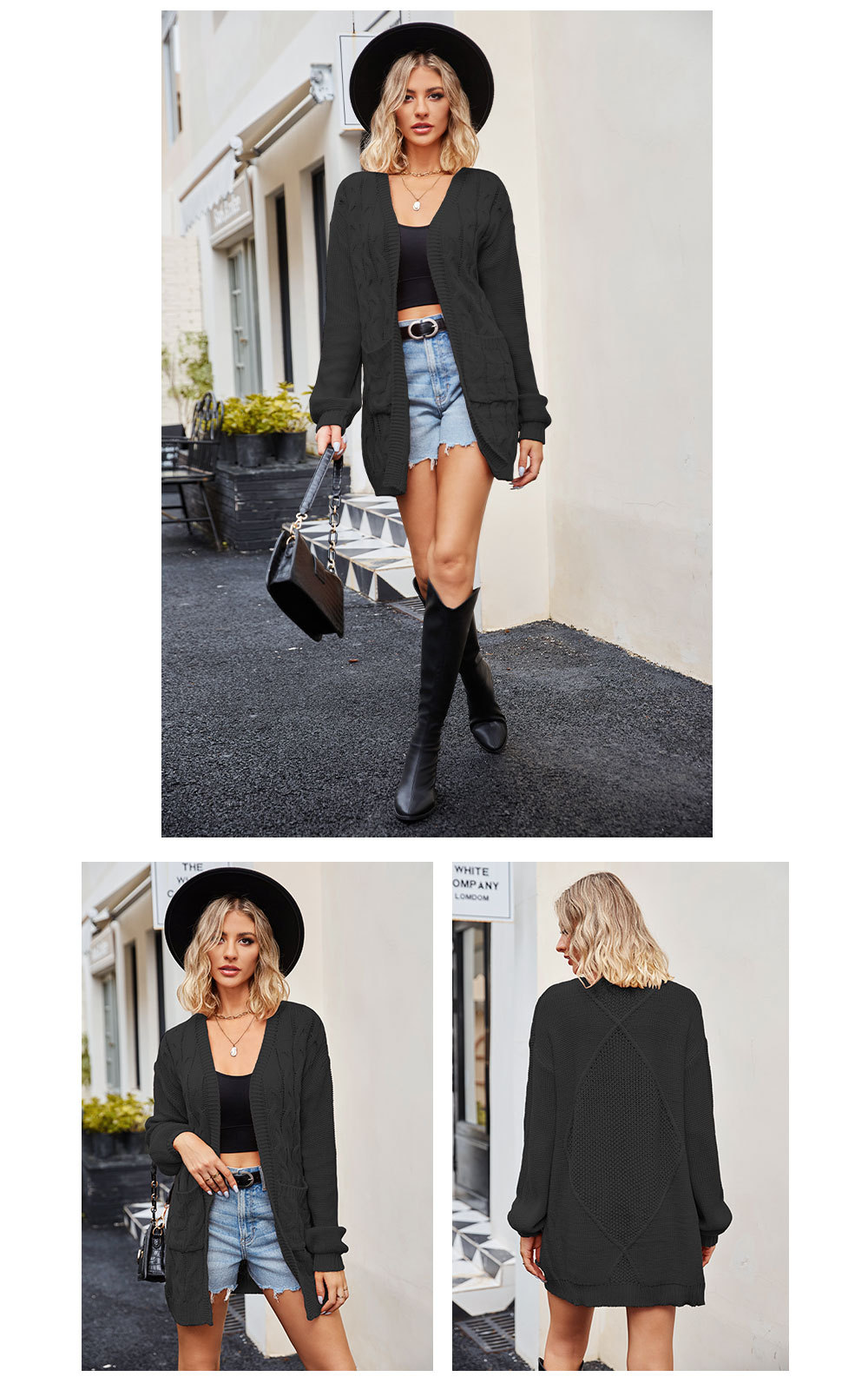Vêtements pour femmes Halloween pull torsadé veste mode Cardigan ample pull avec poches_voghion.com
