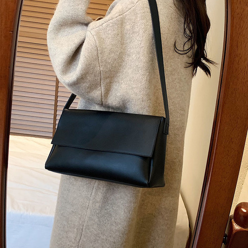 Ladies' 2025 Trendy Handbags - Korean Style, Stylish Small Square Bags, Solid Color, Simple Shoulder Bag, Soft Leather Crossbody Bag