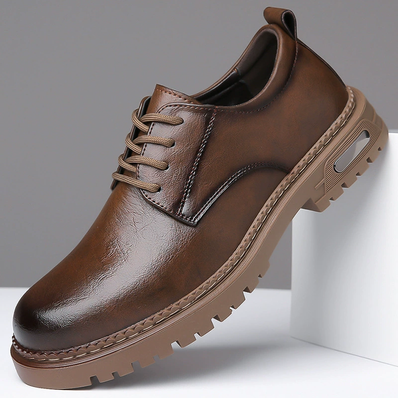 Осень 2023 винтажная кожаная обувь, Мужская Рабочая одежда с большой головкой, повседневные короткие сапоги с низким верхом, модная обувь, Мужская модная обувь Martin