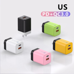 新型マカロンpd20wスマート充電ヘッドusb + type-c二口アダプタ携帯電話充電器