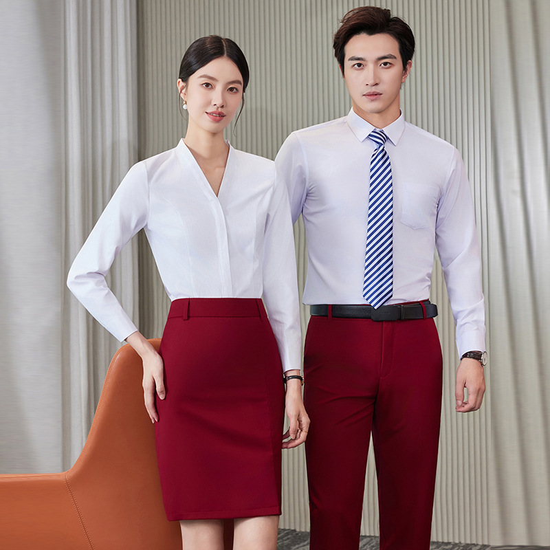 Men's and Women's Same Style Cotton Professional Shirt Workwear Suit New Work Shirt Business Formal Embroidered Logo