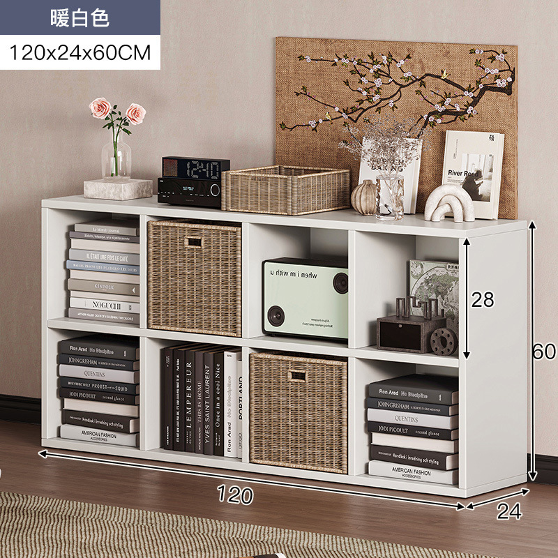 Estantería Estante de piso a techo Estante para libros simple Gabinete a cuadros para el hogar Gabinete de ocho compartimentos Sala de estar Gabinete corto Gabinete de almacenamiento Gabinete de almacenamiento