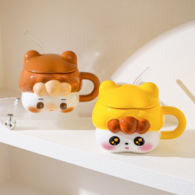 Creativa y encantadora chica taza de paja de cerámica taza para una chica mejor amiga práctica regalo de cumpleaños taza acompañante regalo