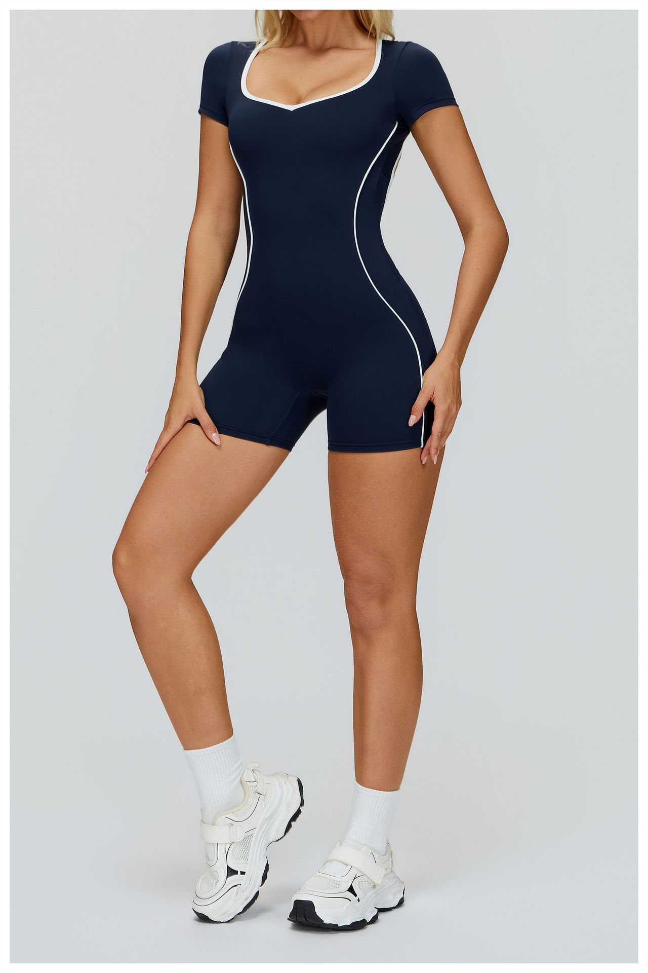 Damen Bodysuit Mit Farbblock-design Für Yoga Und Sport Training_voghion.com