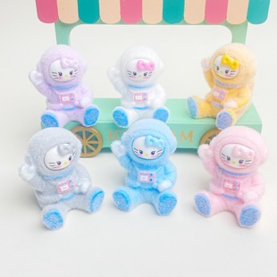 Flocked Stereo Astronaut Kt Cat Resin Cute Cartoon Ornaments Cute Creative DIY Accessories Wholesale