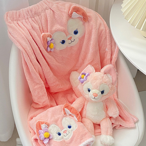 Thickened coral velvet towel, bath towel, bath skirt, dry hair cap, soft, water-absorbent, hair-free, men's and women's household set