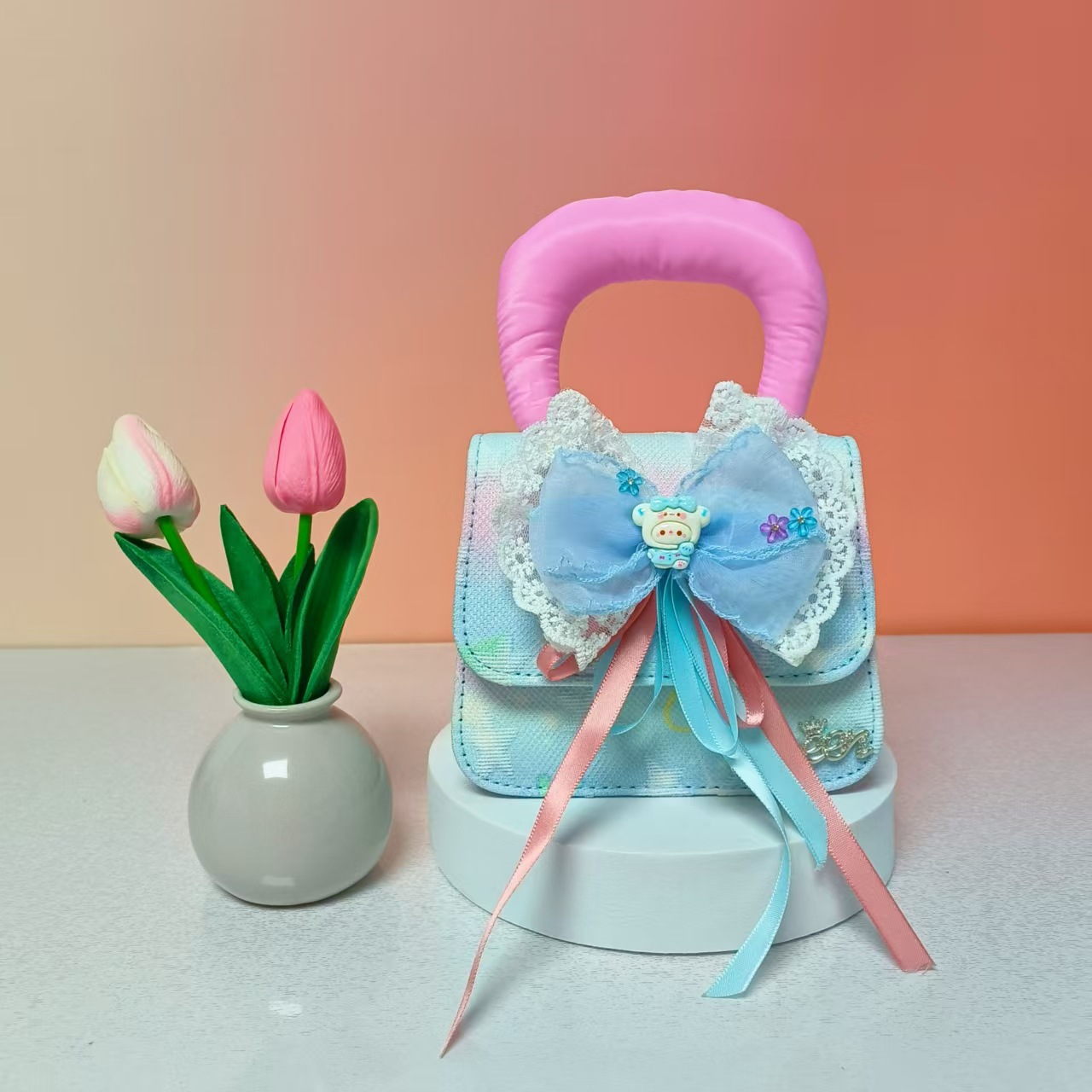 Bolso de princesa portátil de perlas, arco de encaje, bolso de hombro, bolso de cadena, bolso de cambio de Año Nuevo.