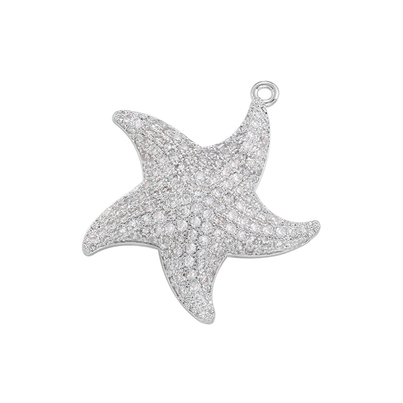 Starfish Pattern Plating, Inlay Design 1 Piece Copper Zircon Starfish