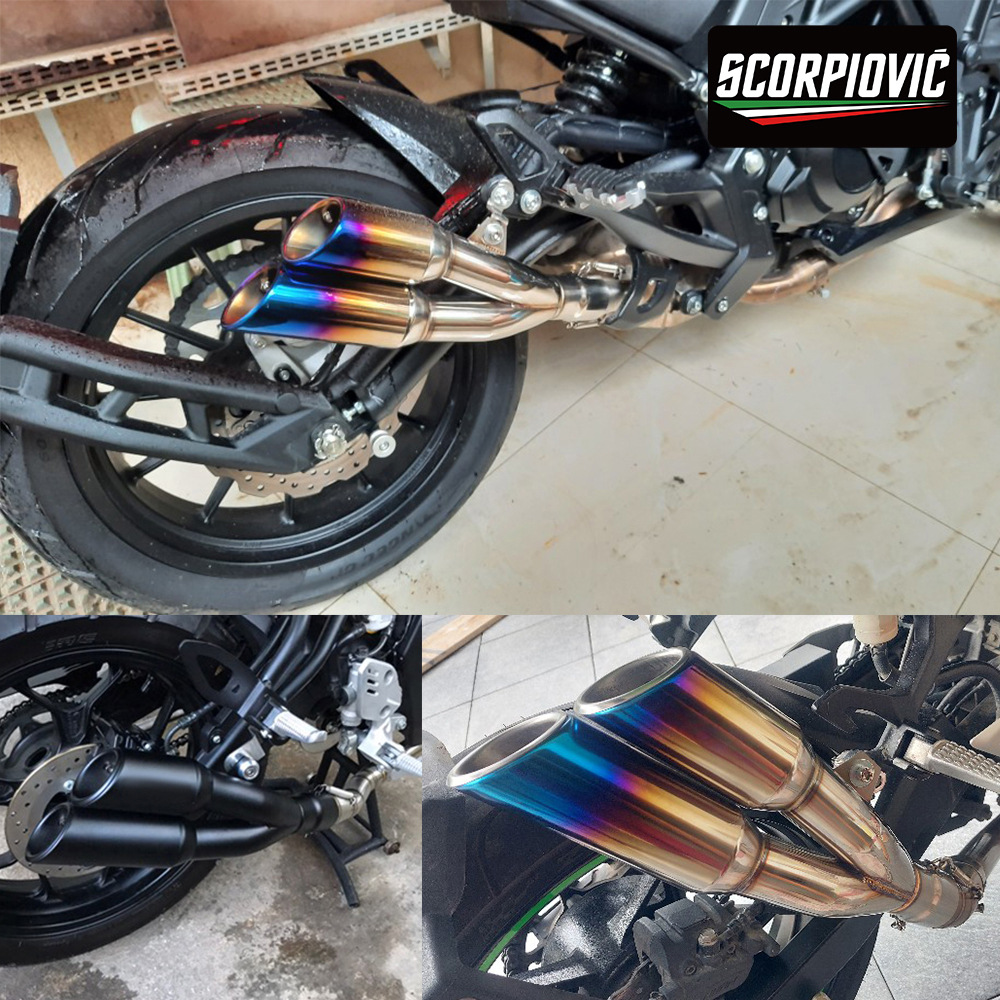 Motorcycle imitation race street running exhaust pipe modification K19 thunder double out end section universal CBR650 GPR250 R3