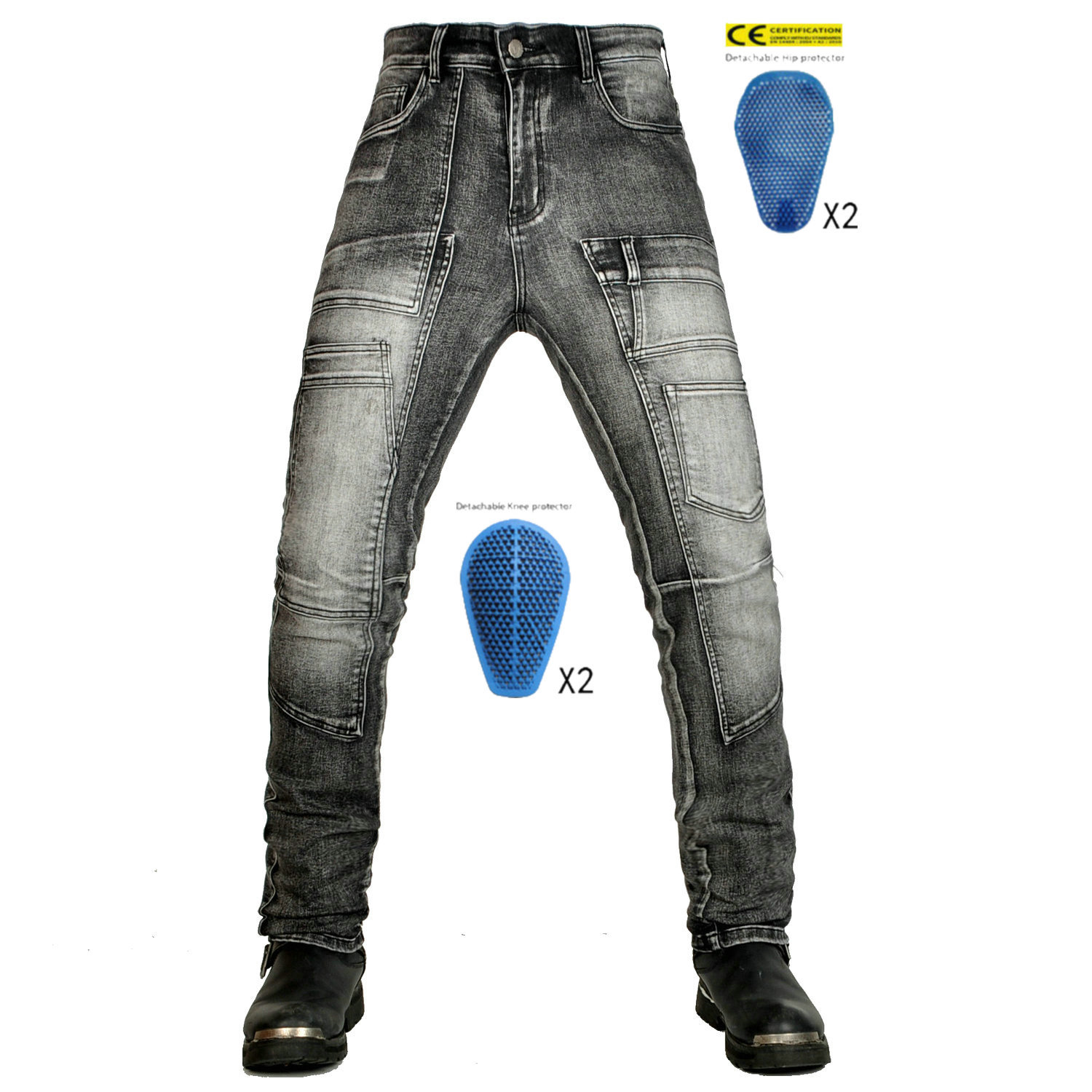 VOLERO jeans para motocicleta para hombres y mujeres herramientas de múltiples bolsillos para montar en motocicleta pantalones anti-caída equipo de protección de silicona