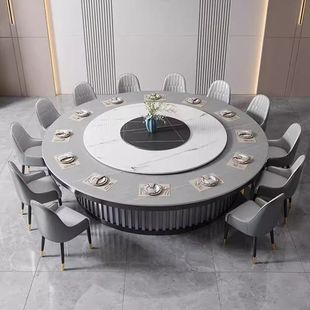 Slate Electric Large Round Table Hot Pot Table Induction Cooker Integrated Hotel Club Dining Table and Chairs Hidden One Person One Pot