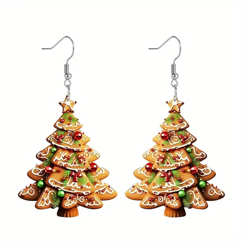 Biscotti atmosfera giapponese Albero di Natale Orecchini in acrilico dal design creativo_voghion.com