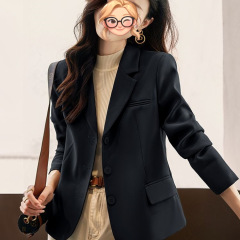 黑色西装外套女春秋小个子2025新款秋冬感修身短款小西服正装