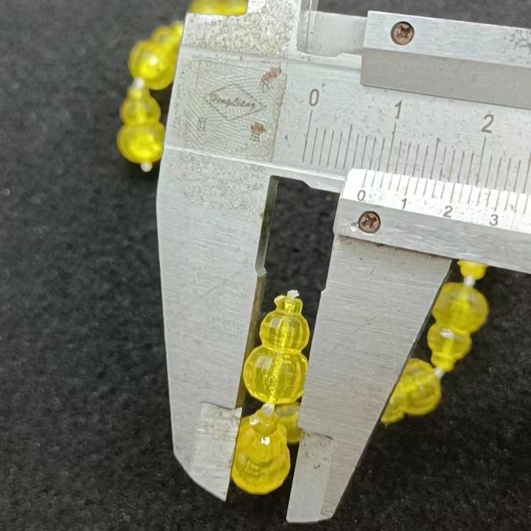 8x13mm透明黄刻面葫芦压线帘子DIY机压尼龙线塑胶珠帘加工