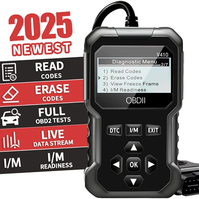 2025 OBD2 Scanner Car Diagnostic Device Code Reader Engine Fault Detector OBD Car Tester (Other power supply, ignition system) - black