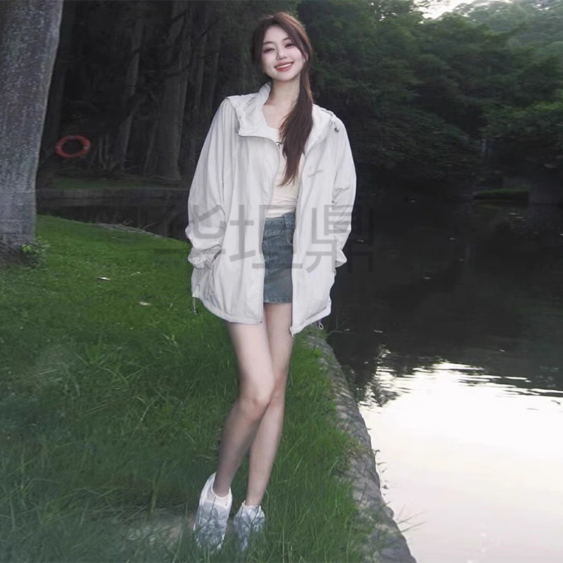 새로운 도착 느슨한 올매치 안티-자외선 얇은 짧은 코트 22024 여자 여름 캐주얼 슈퍼 좋은 찾고 안티-자외선