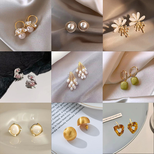 s925 silver needle niche versatile earrings design high-end love pearl earrings earrings  earrings