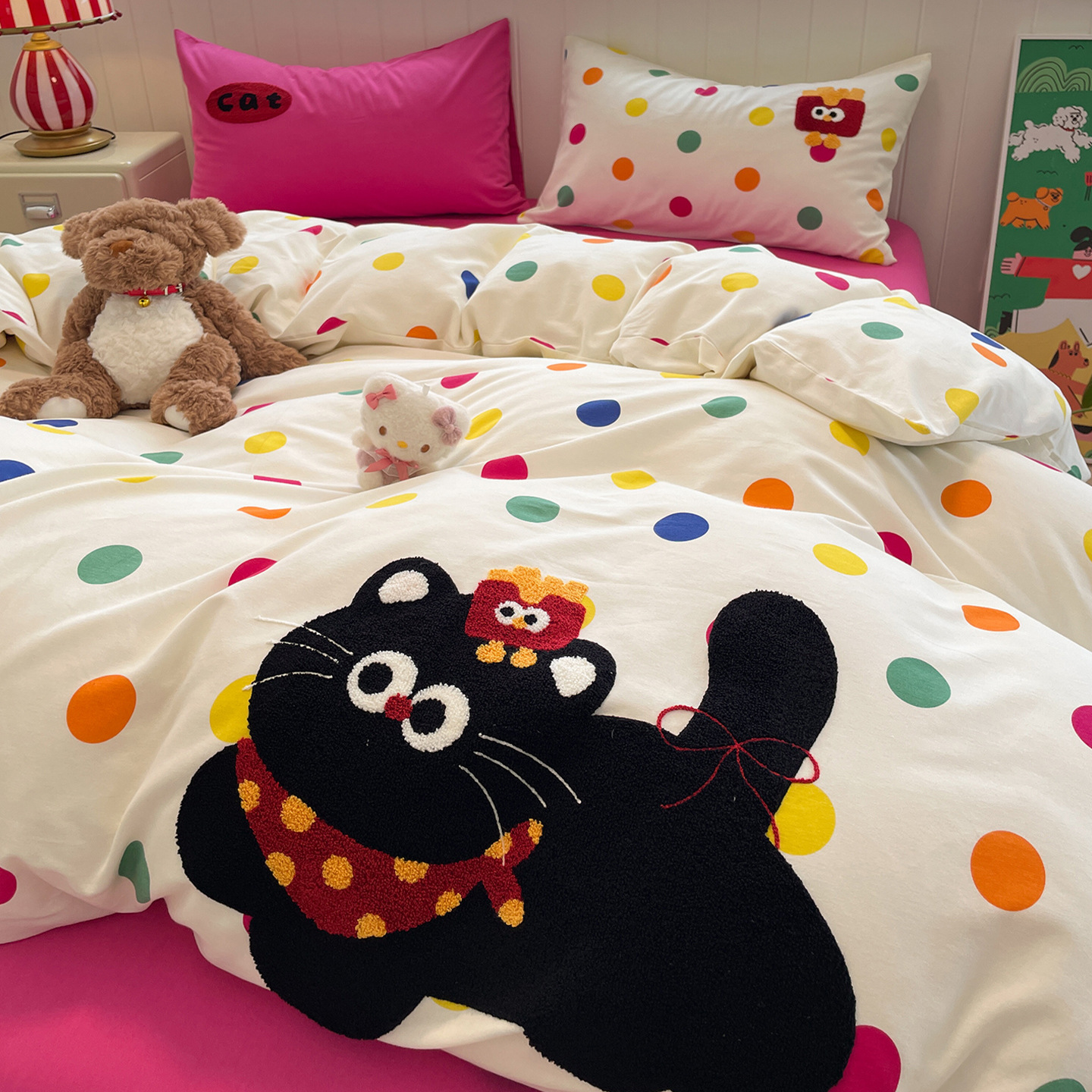 Cama de algodón grueso de clase A cuatro piezas de ropa de cama de invierno de algodón completo ropa de cama infantil cubierta de sábanas de tres piezas