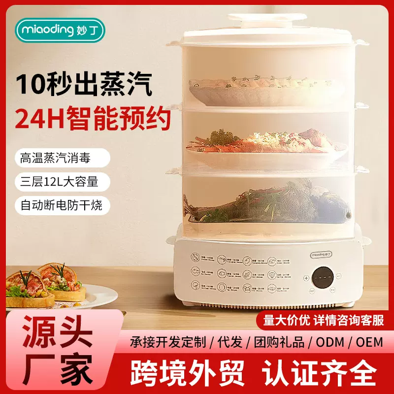 110V120V220V跨境电蒸锅智能家用大容量预约多层蒸汽锅蒸菜电蒸笼
